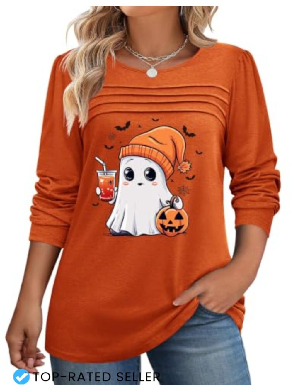 Plus Size Women's Long Sleeve Puff Sleeve Blouse Top
